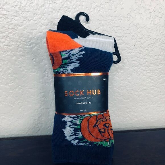 Halloween Witch Pumpkin 3-pr Adult Fun Socks - Picture 2 of 4